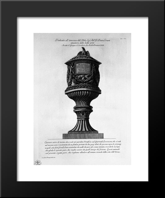 Ancient Marble Urn In The Garden Of The Quirinal 20x24 Black Modern Wood Framed Art Print Poster by Piranesi, Giovanni Battista