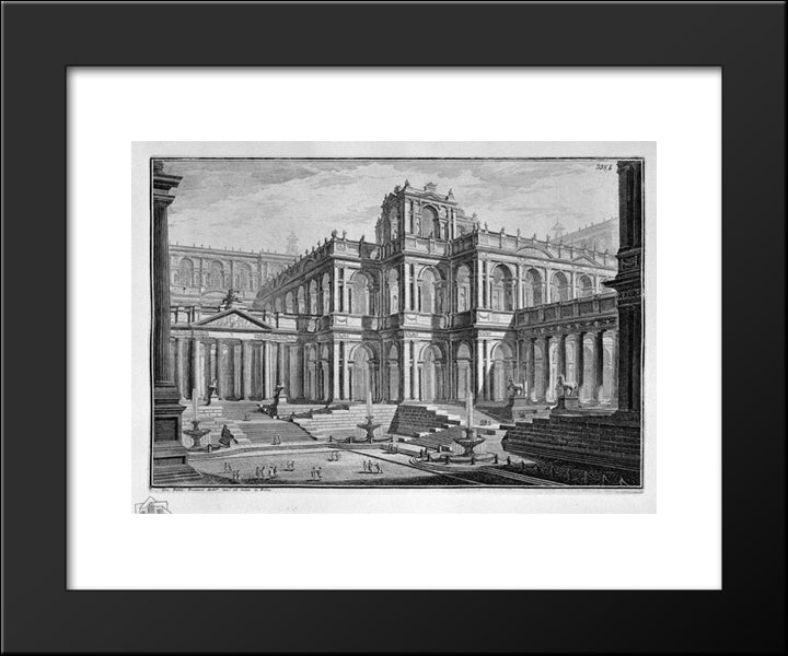Ancient Roman Forum Surrounded By Arcades, With Loggias 20x24 Black Modern Wood Framed Art Print Poster by Piranesi, Giovanni Battista
