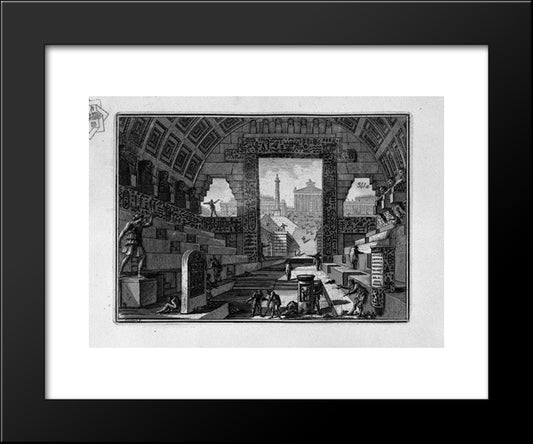 Ancient School Engineered By Egyptian And Greek 20x24 Black Modern Wood Framed Art Print Poster by Piranesi, Giovanni Battista