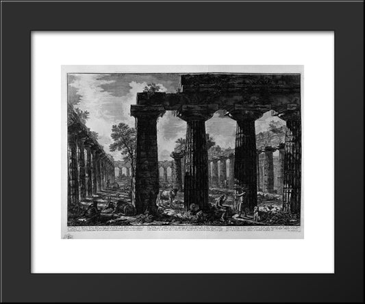 Another View Of The Facade Of The Pronaos 20x24 Black Modern Wood Framed Art Print Poster by Piranesi, Giovanni Battista