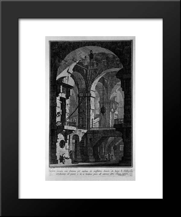 Antenna Dark Prison 20x24 Black Modern Wood Framed Art Print Poster by Piranesi, Giovanni Battista