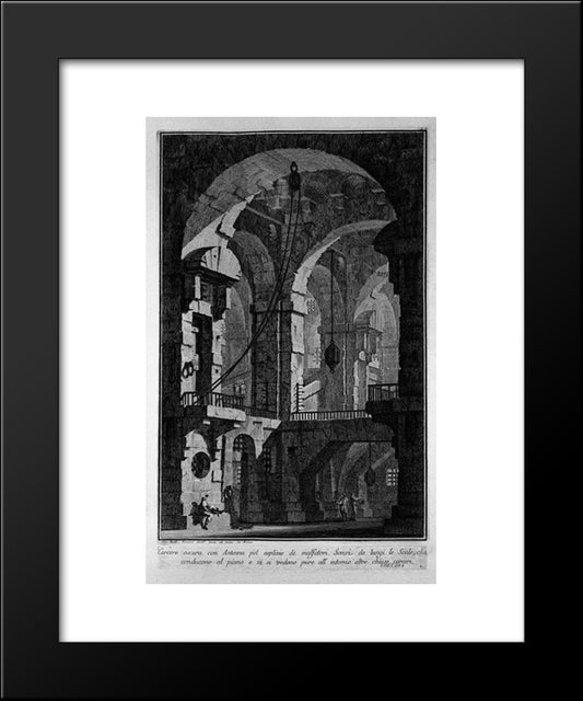 Antenna Dark Prison 20x24 Black Modern Wood Framed Art Print Poster by Piranesi, Giovanni Battista