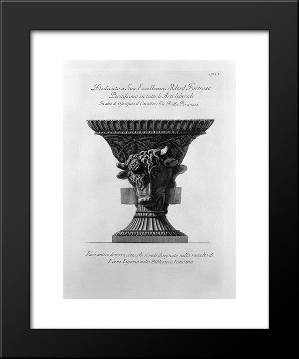Antique Vase Of Clay, Which Is Seen In The Collection Designed By Pirro Ligorio In The Vatican Library 20x24 Black Modern Wood Framed Art Print Poster by Piranesi, Giovanni Battista