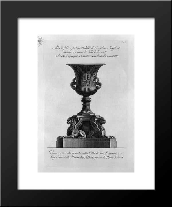 Antique Vase Of Marble (Villa Albani) 20x24 Black Modern Wood Framed Art Print Poster by Piranesi, Giovanni Battista