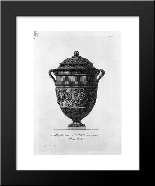Antique Vase Of Marble Decorated With Ox Skulls And Garlands 20x24 Black Modern Wood Framed Art Print Poster by Piranesi, Giovanni Battista