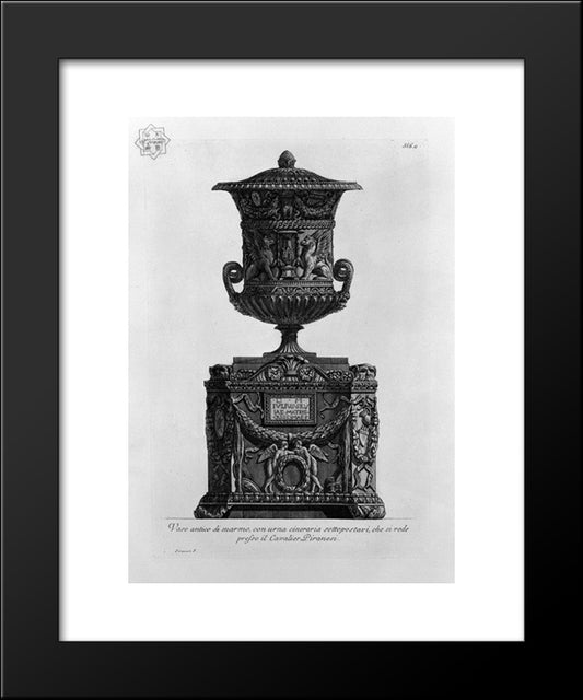 Antique Vase On A Marble Cinerary Urn 20x24 Black Modern Wood Framed Art Print Poster by Piranesi, Giovanni Battista