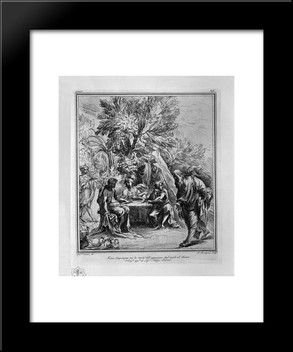 Apparition Of The Angels To Abraham, From L Carracci 20x24 Black Modern Wood Framed Art Print Poster by Piranesi, Giovanni Battista