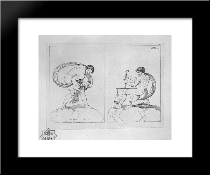 Aquarius And Libra 20x24 Black Modern Wood Framed Art Print Poster by Piranesi, Giovanni Battista