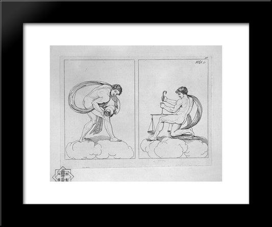 Aquarius And Libra 20x24 Black Modern Wood Framed Art Print Poster by Piranesi, Giovanni Battista