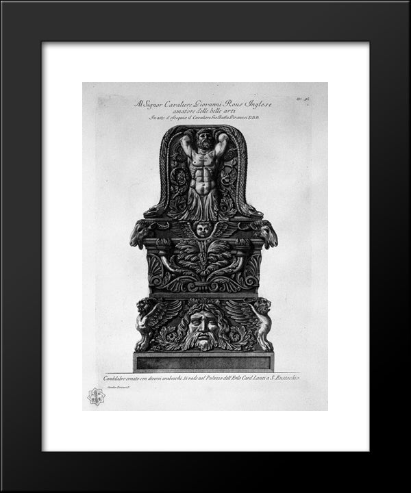 Candlestick In The Palazzo Lante In St. Eustachian 20x24 Black Modern Wood Framed Art Print Poster by Piranesi, Giovanni Battista