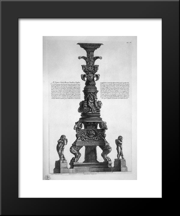 Candlestick Reconstructed From Fragments Already In The Ancient Palazzo Salviati Lungara 20x24 Black Modern Wood Framed Art Print Poster by Piranesi, Giovanni Battista