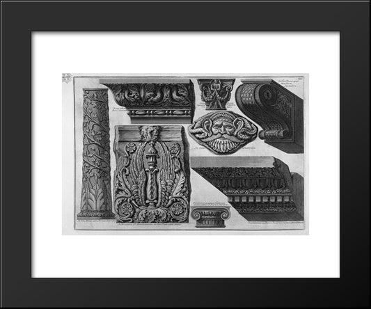 Capitals, Column, Frame, Shelf 20x24 Black Modern Wood Framed Art Print Poster by Piranesi, Giovanni Battista