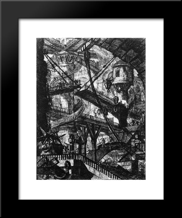 Carceri Vii 20x24 Black Modern Wood Framed Art Print Poster by Piranesi, Giovanni Battista