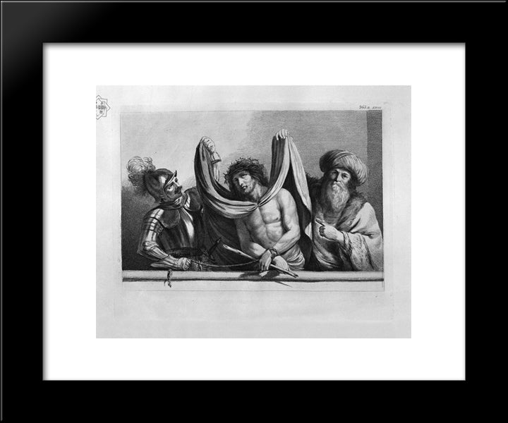 Christ Presented To The People By Pilate, And A Soldier, By Guercino 20x24 Black Modern Wood Framed Art Print Poster by Piranesi, Giovanni Battista