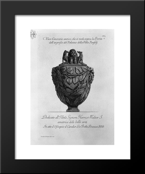 Cinerary Vase You See Over The Front Door Of The Palace Of The Villa Panphili 20x24 Black Modern Wood Framed Art Print Poster by Piranesi, Giovanni Battista