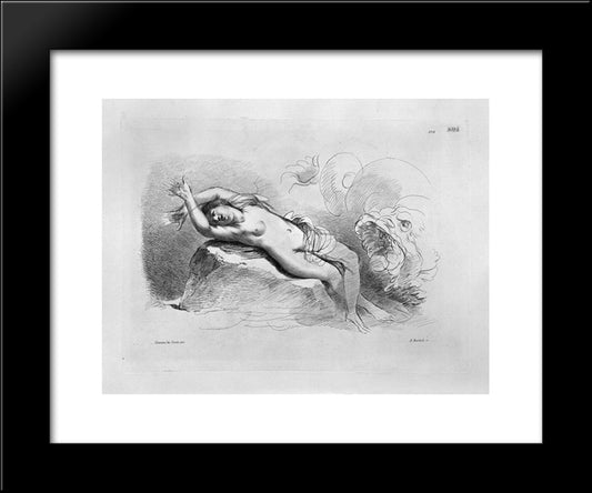Cleopatra To Death With The Asp By Guercino 20x24 Black Modern Wood Framed Art Print Poster by Piranesi, Giovanni Battista