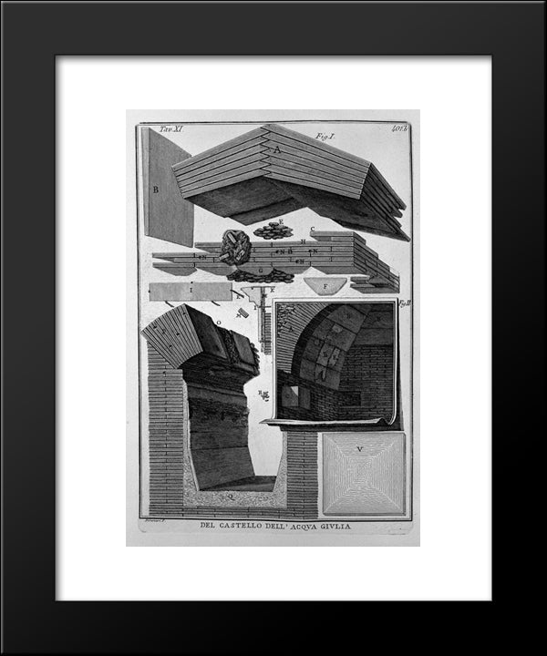 Construction Details 20x24 Black Modern Wood Framed Art Print Poster by Piranesi, Giovanni Battista