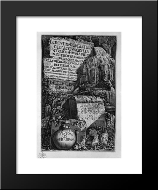 Cover Page. An Exhibition Of Water Falls From Slabs Of Marble, And Ornaments. 20x24 Black Modern Wood Framed Art Print Poster by Piranesi, Giovanni Battista