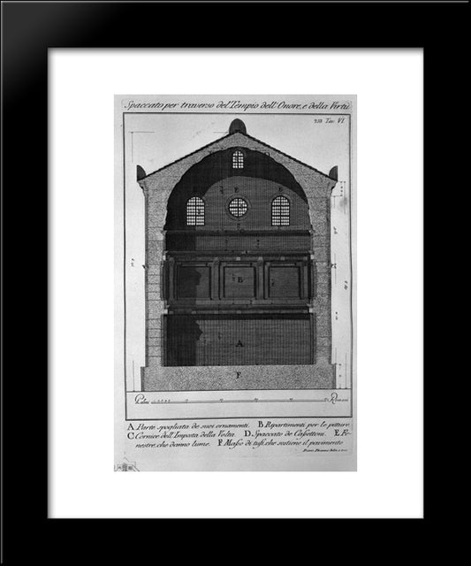 Cross-Section Transverse To The Temple Of Honor And Virtue 20x24 Black Modern Wood Framed Art Print Poster by Piranesi, Giovanni Battista