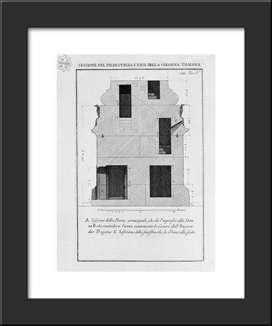 Ction Of The Pedestal Of Trajan Column, The Main Port And First Order Of Steps 20x24 Black Modern Wood Framed Art Print Poster by Piranesi, Giovanni Battista