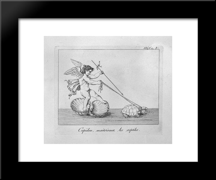 Cupid And The Turtles 20x24 Black Modern Wood Framed Art Print Poster by Piranesi, Giovanni Battista