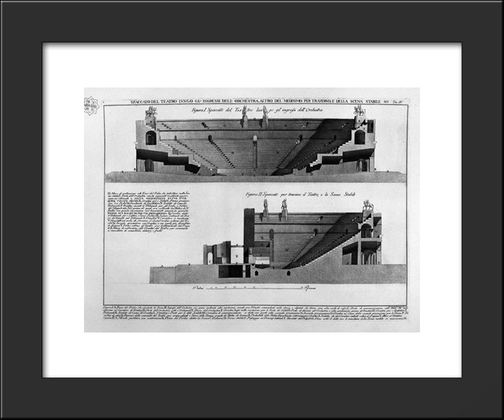 Cutaway Theater Along Gl `Inputs Of` More Of The Same Orchestra For Crosswise Stability Of The Scene 20x24 Black Modern Wood Framed Art Print Poster by Piranesi, Giovanni Battista