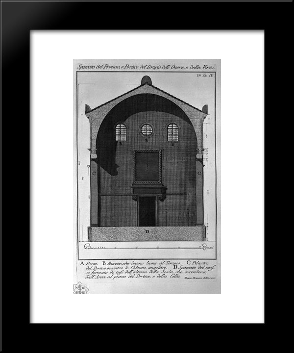 Cutaway View Of The Pronaos, Or Portico Of The Temple Of Honor And Virtue 20x24 Black Modern Wood Framed Art Print Poster by Piranesi, Giovanni Battista