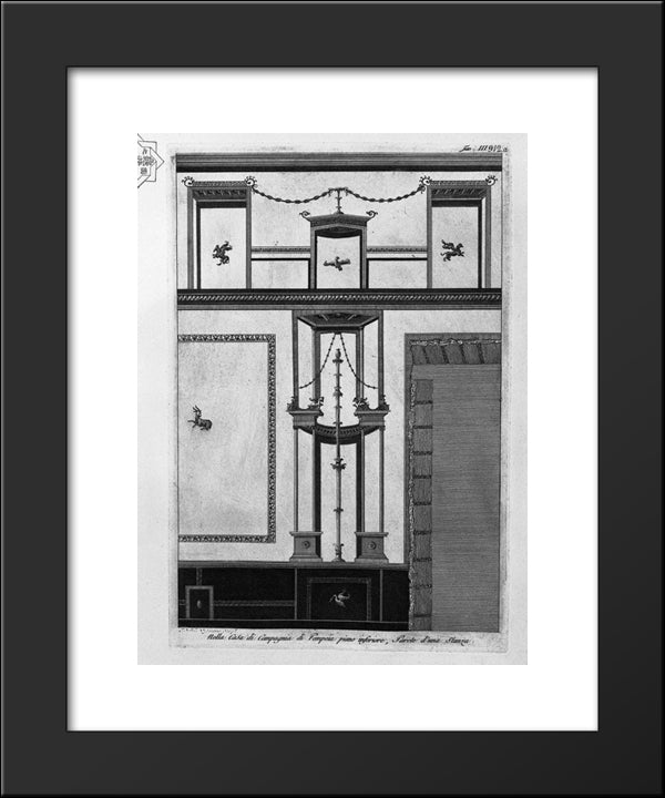 Decorated In Several Existing Cams In Their Country House In Pompeii 20x24 Black Modern Wood Framed Art Print Poster by Piranesi, Giovanni Battista