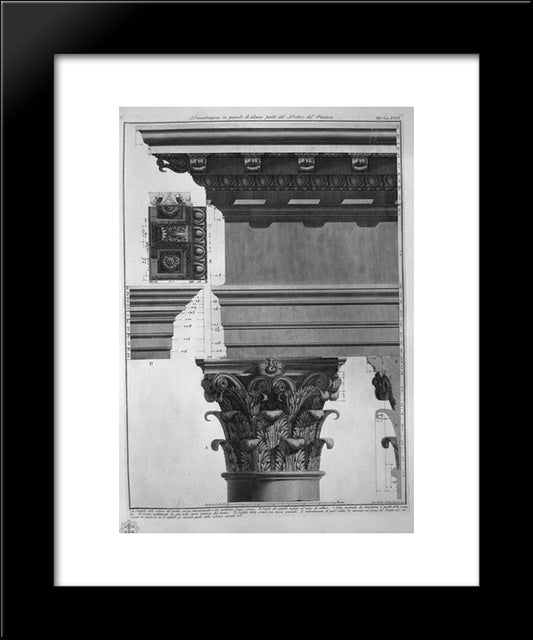 Demonstration In Large Parts Of The Portico Of The Pantheon 20x24 Black Modern Wood Framed Art Print Poster by Piranesi, Giovanni Battista