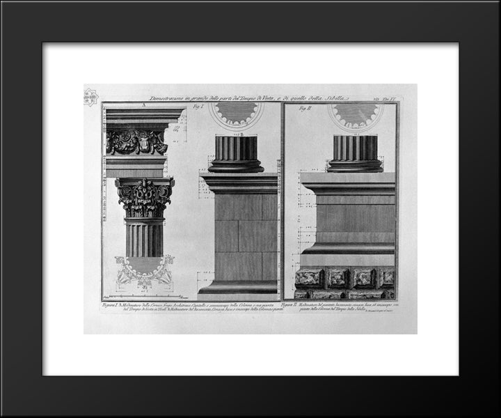 Demonstration In Large Parts Of The Temple Of Vesta And The Sibyl 20x24 Black Modern Wood Framed Art Print Poster by Piranesi, Giovanni Battista