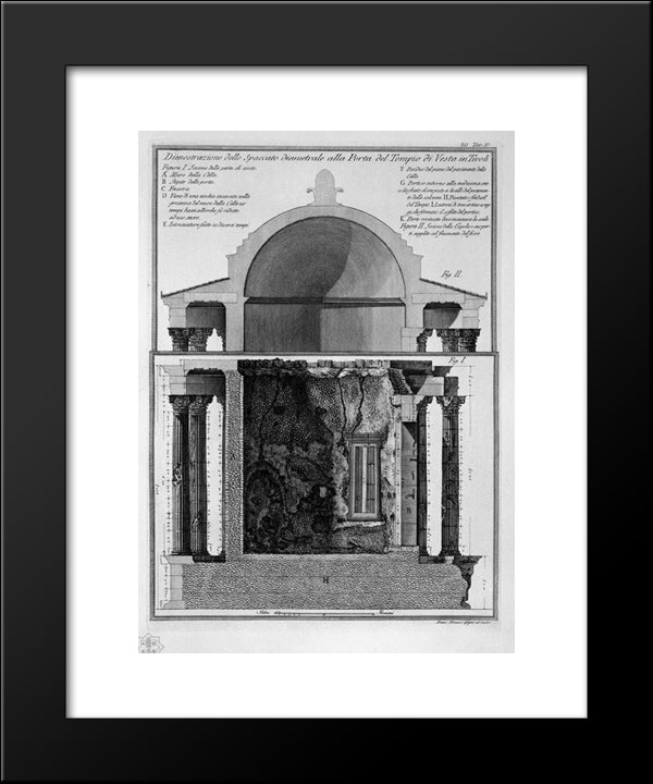 Demonstration Of Cross-Section Diameter Of The Gate Of The Temple Of Vesta In Tivoli 20x24 Black Modern Wood Framed Art Print Poster by Piranesi, Giovanni Battista