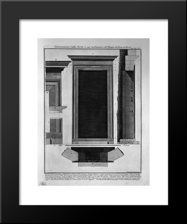 Demonstration Of The Port And Its Modinature The Temple Of Vesta In Tivoli 20x24 Black Modern Wood Framed Art Print Poster by Piranesi, Giovanni Battista