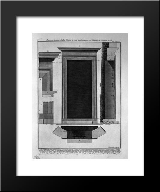 Demonstration Of The Port And Its Modinature The Temple Of Vesta In Tivoli 20x24 Black Modern Wood Framed Art Print Poster by Piranesi, Giovanni Battista