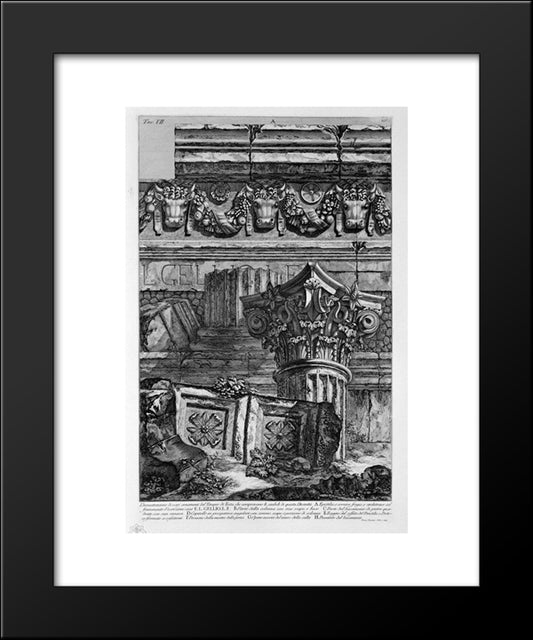 Dimostazione Various Ornaments Of The Temple Of Vesta 20x24 Black Modern Wood Framed Art Print Poster by Piranesi, Giovanni Battista