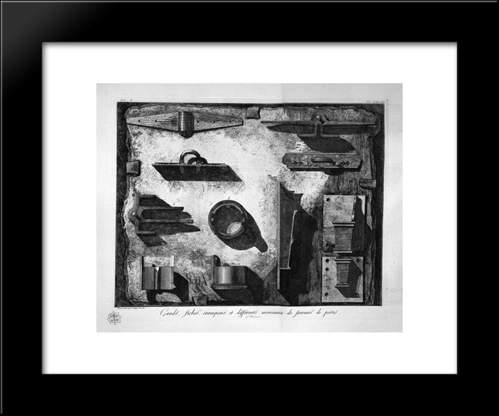 Door Hardware Found In Pompeii 20x24 Black Modern Wood Framed Art Print Poster by Piranesi, Giovanni Battista