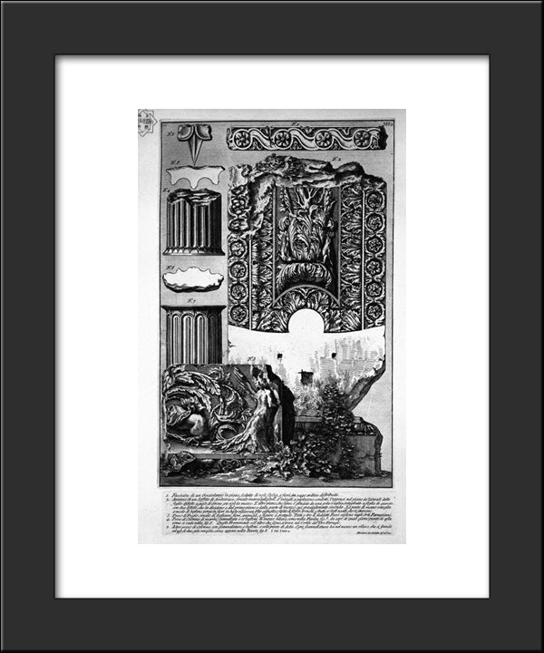 Drip, Ceiling Architrave, Frieze And Piece Of Spare Columns 20x24 Black Modern Wood Framed Art Print Poster by Piranesi, Giovanni Battista