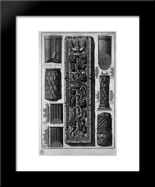Drums Of Columns And Bas-Relief Of Roman Villas 20x24 Black Modern Wood Framed Art Print Poster by Piranesi, Giovanni Battista