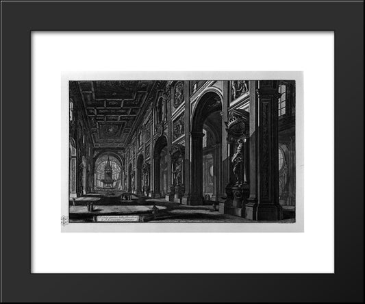 Egyptian Obelisk In The Plaza Of St. John Lateran 20x24 Black Modern Wood Framed Art Print Poster by Piranesi, Giovanni Battista
