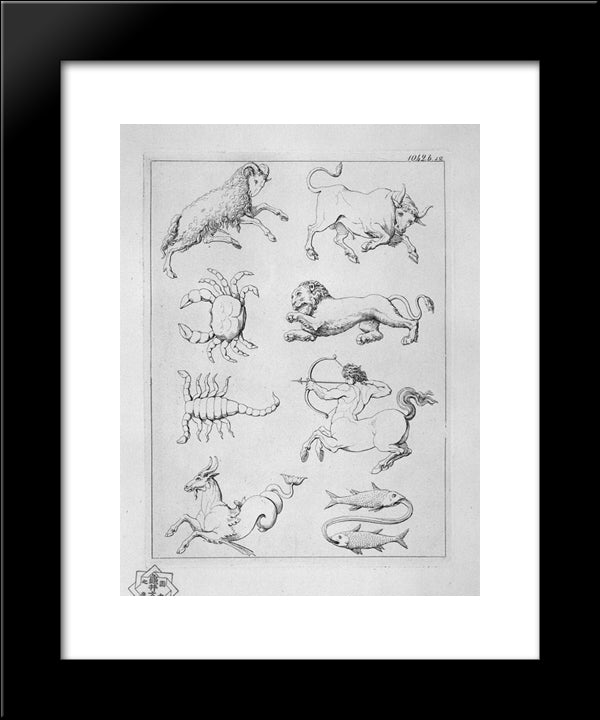 Eight Signs Of The Zodiac 20x24 Black Modern Wood Framed Art Print Poster by Piranesi, Giovanni Battista