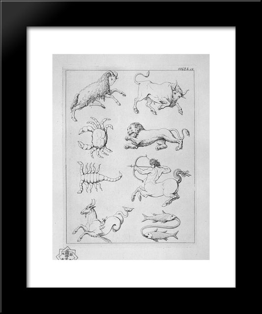 Eight Signs Of The Zodiac 20x24 Black Modern Wood Framed Art Print Poster by Piranesi, Giovanni Battista