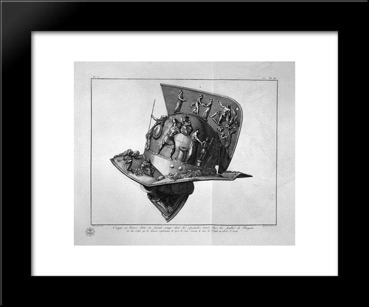 Elmo And The Bronze Gladiator 20x24 Black Modern Wood Framed Art Print Poster by Piranesi, Giovanni Battista