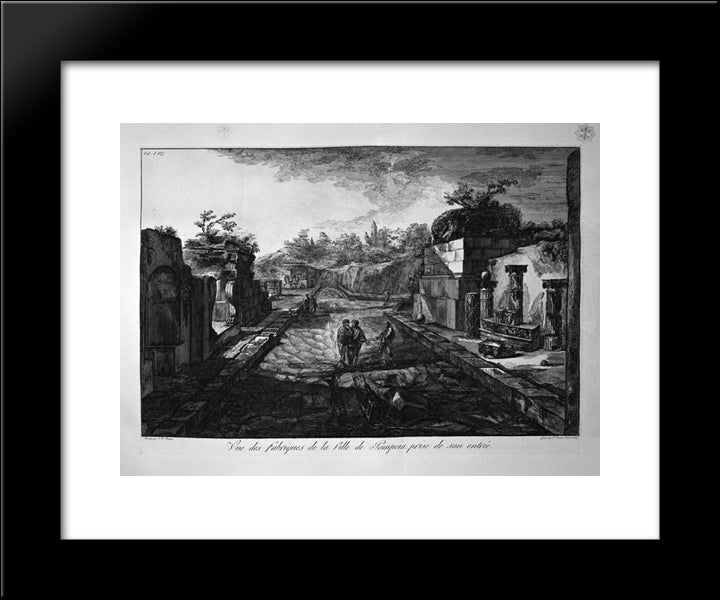 Entrance To The City Of Pompeii With The Existing Factories Outside The Door 20x24 Black Modern Wood Framed Art Print Poster by Piranesi, Giovanni Battista