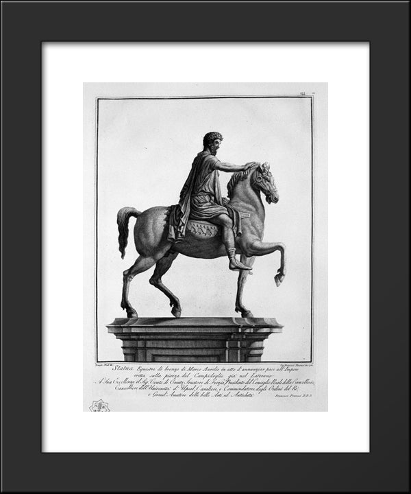 Equestrian Statue Of Marcus Aurelius 20x24 Black Modern Wood Framed Art Print Poster by Piranesi, Giovanni Battista