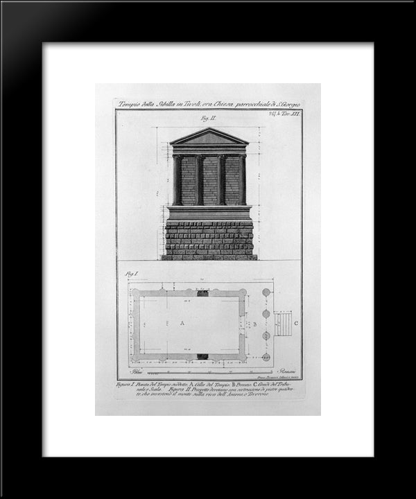 Facade And The Side Of The Temple Of The Sibyl At Tivoli 20x24 Black Modern Wood Framed Art Print Poster by Piranesi, Giovanni Battista