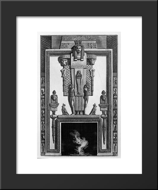 Fireplace Topped By A Large Egyptian-Style Caryatids, From A Variety Of Decorative Elements 20x24 Black Modern Wood Framed Art Print Poster by Piranesi, Giovanni Battista