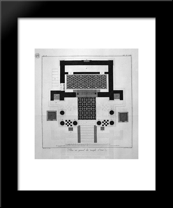 Floor Plan For The Great Temple Of Isis 20x24 Black Modern Wood Framed Art Print Poster by Piranesi, Giovanni Battista