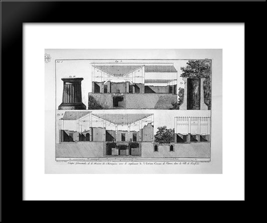 Floor Plan Of The Surgeon At Pompeii 20x24 Black Modern Wood Framed Art Print Poster by Piranesi, Giovanni Battista