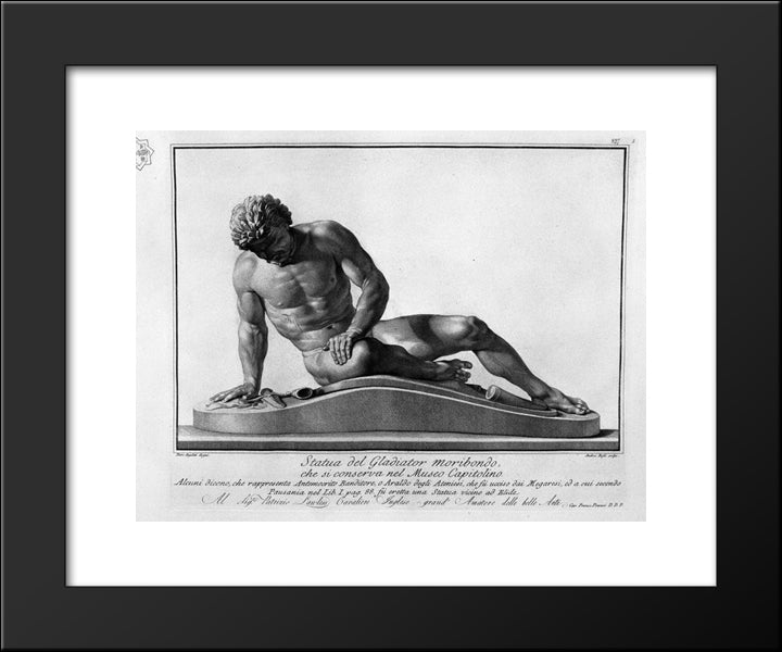 Gallo Dying 20x24 Black Modern Wood Framed Art Print Poster by Piranesi, Giovanni Battista