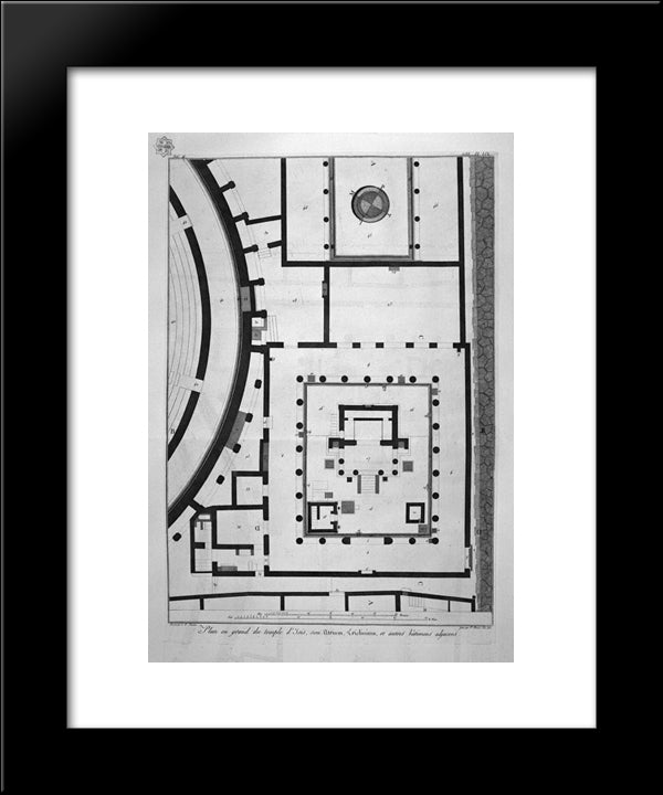 General Plan Embracing The Temple Of Isis, Two Theaters, The District Soldiers, A Large Porch And A Gym 20x24 Black Modern Wood Framed Art Print Poster by Piranesi, Giovanni Battista
