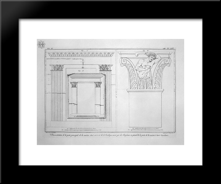 General Sections Of The Three Previous Houses 20x24 Black Modern Wood Framed Art Print Poster by Piranesi, Giovanni Battista